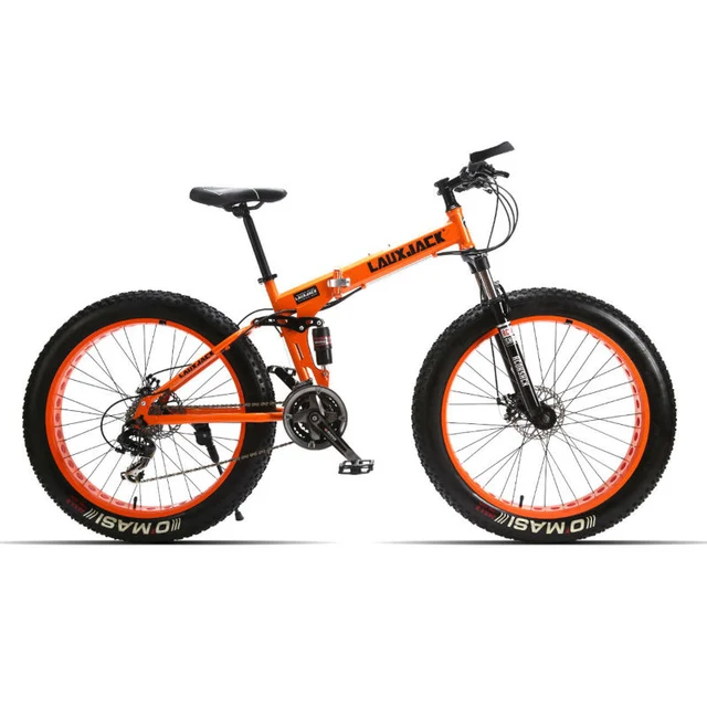LauxJack Фэтбайк Фэт складная двухподвесочная рама 24 скорости Shimano дисковые тормоза 26"х4.0 колёса Mountain Fat Bike MTB