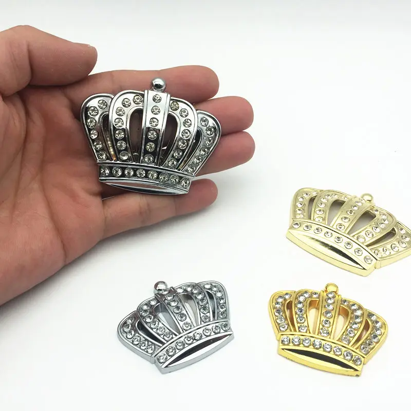 

Car Styling Metal Gold Crown Emblem Sticker with Rhinestone Car Side Badge Decal Stickers Accessories Small Size