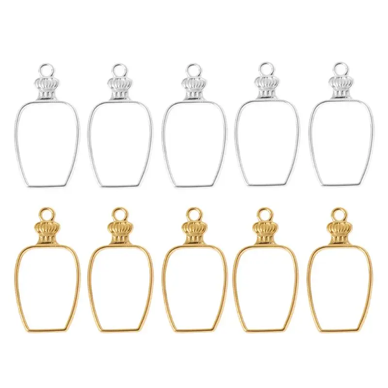 

5Pcs Water Bottle Metal UV Frame Pendants Open Bezel Setting UV Resin Jewelry