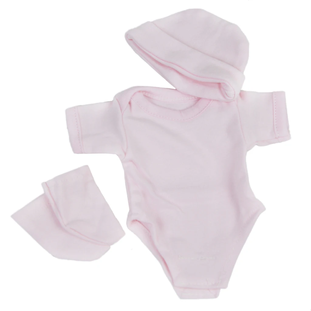 10inch-11inch Infant Baby Girl Doll Clothes Romper Jumpsuit Socks Hat Set  Suitable for 10''-11'' Reborn Baby Girl Doll Pink