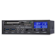 Multifuntion 5.25″All-in-One Media Dashboard Multi-Function Front Panel Card Reader USB 2.0 and USB 3.0 ESATA For Fan Controller