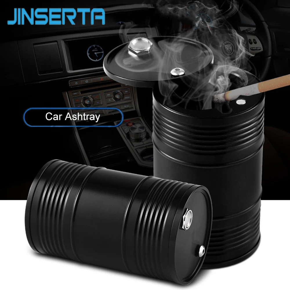 

JINSERTA Portable Car Ashtray Smokeless Can Vehicle Cigarette Holder Ash Smoke Universal Cylinder Holder Car Styling