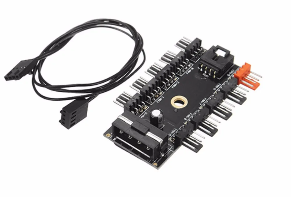 2018 Black PC 1 to 10 4Pin Molex Cooler Cooling Fan Hub Splitter Cable PWM 12V 4Pin Power Supply Adapter For Mining
