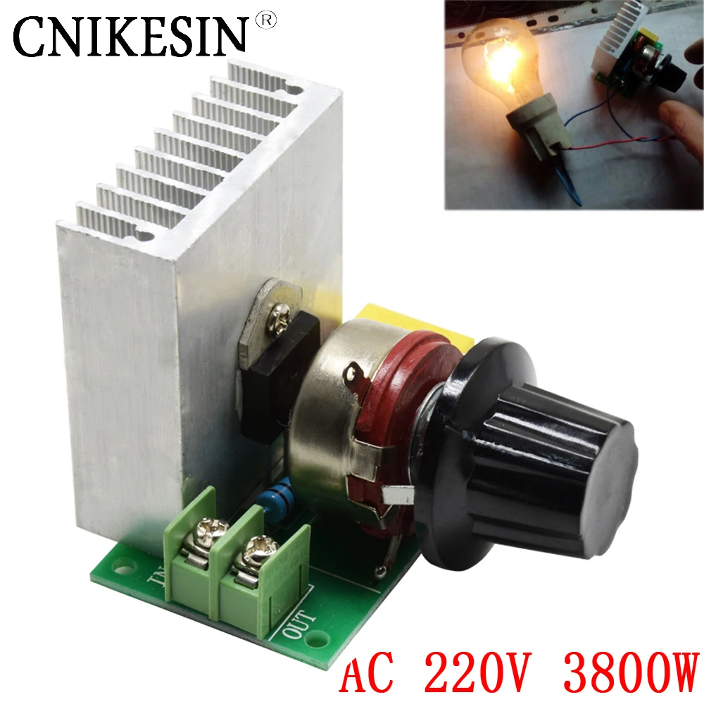 

CNIKESN AC 220V 3800W Imported SCR Thyristor Power Electronic Dimmer,Voltage Regulator,Speed and Temperature Silicon Controlled