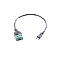 Micro USB 5 Pin 2,0 Мужской до 5 Pin винт с экранированной пайки клемма разъем адаптера кабельный провод