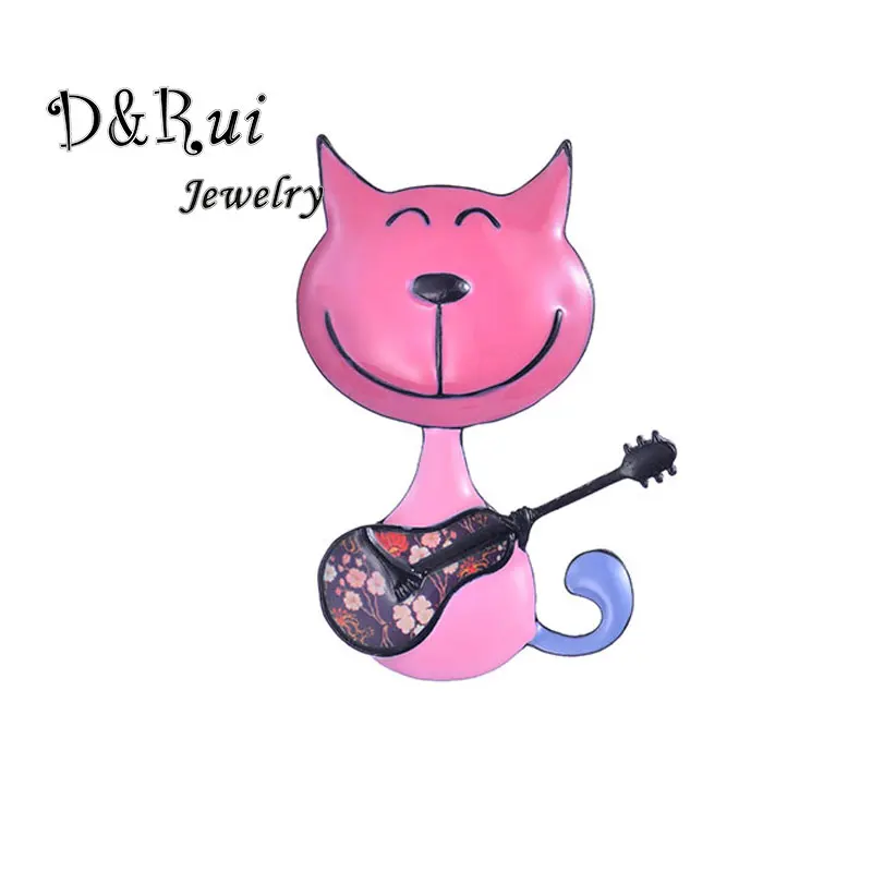 

Enamel Cat&Pipa Brooch Pins For Women Fashion Cute Animal Brooches 2019 Zinc Alloy Jewelry High Quality Dress Accessories