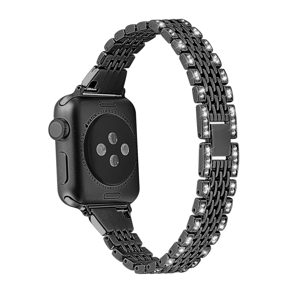 Алмазный ремешок для Apple Watch Band 42 мм 40 мм из нержавеющей стали сменный Браслет для Apple Watch 38 мм 44 мм Серия 1 2 3 4 5