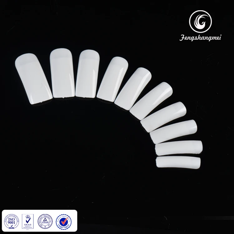 Fengshangmei 100 шт длинные плоские ногти Поддельные полупокрытие прозрачные пластиковые накладные ногти - Цвет: White