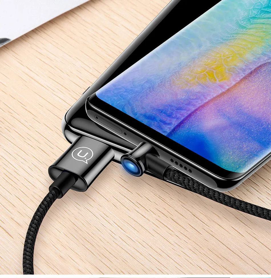 Кабель USAMS type C с прямым углом автоматического отключения питания USB C кабель для быстрой зарядки и передачи данных type-C шнур для samsung Xiaomi