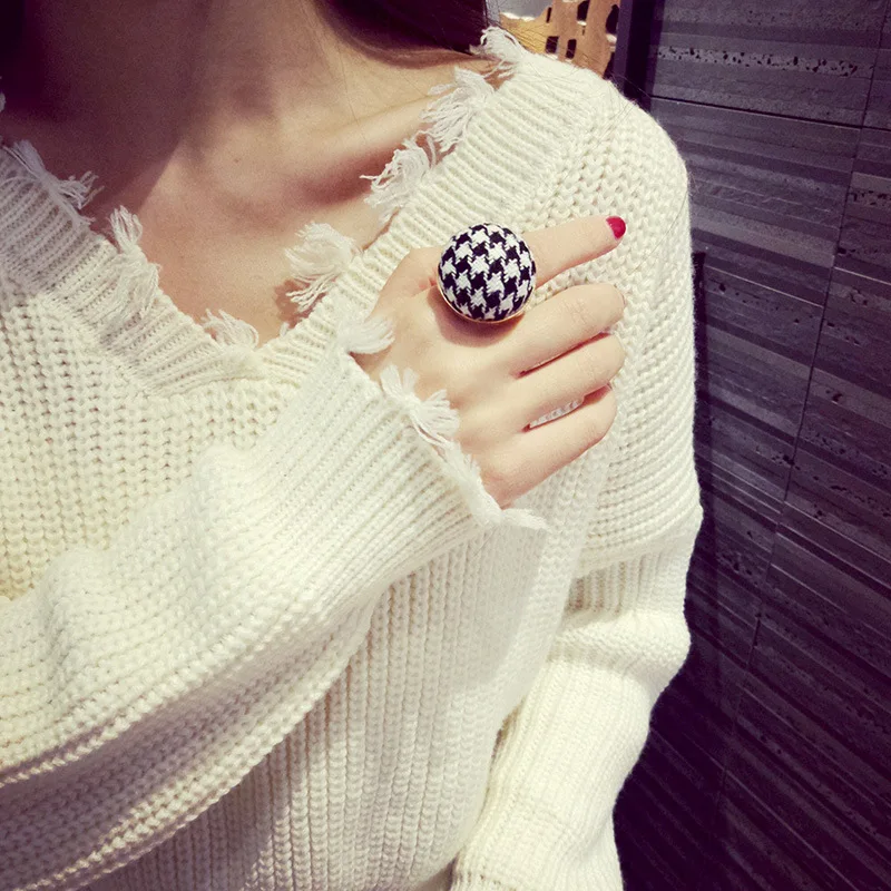 Thousand Birds Lattice Pattern Coarse Cloth Rings For Women Adjustable Opening Women Rings Exaggerated Personality Charm Trinket