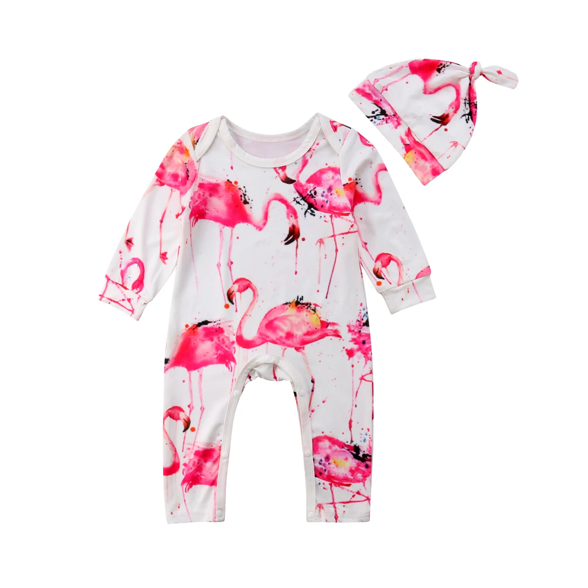 

Toddler Baby Kid Girl Boy Flamingo Romper Jumpsuit Bodysuit+Hat Clothes