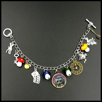 alice in wonderland themed charm bracelet tv series inspirational jewelry BF228
