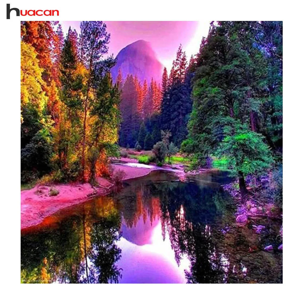 

Huacan Diamond Embroidery Full Square Landscape Diamond Painting Cross Stitch Scenic Rhinestones Diamond Mosaic Sets Home Decor