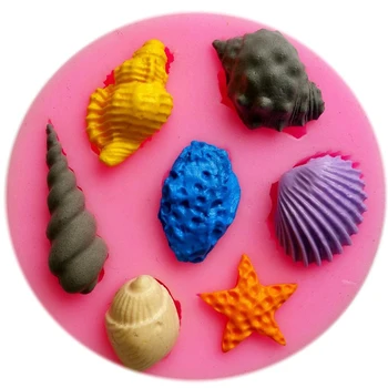 

Sea Shell and Conch Shape Silicone 3D Mold Cake Decorating fondant soap candy mold