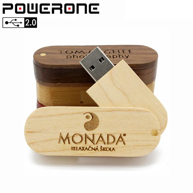 POWERONE customized LOGO Wooden USB Flash Drive pendrive 8GB 16GB 32GB