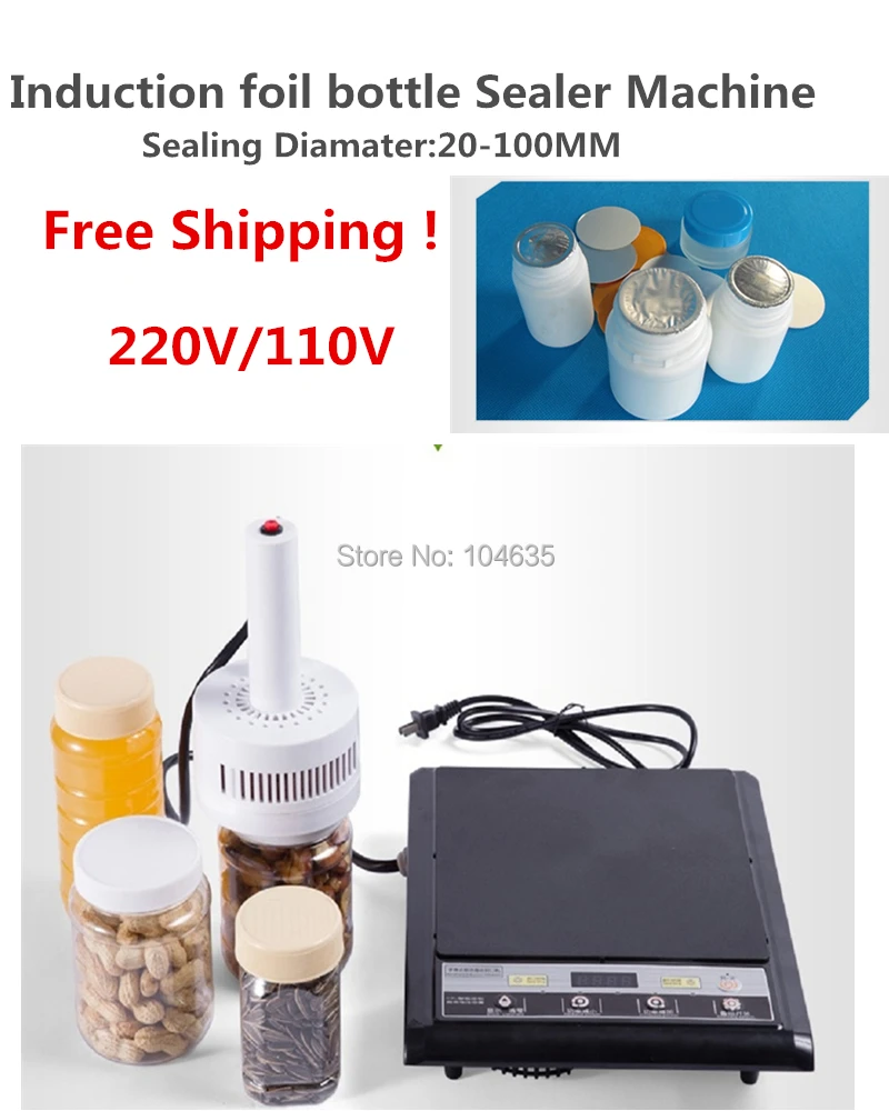 

Free shipping 220V Portable induction sealing machine aluminum foil capper Honey Packaging Equipment , bottle sealing machine