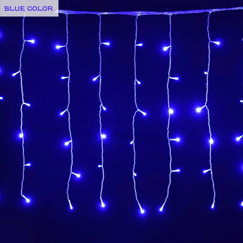 96Leds Garden Curtain Icicle String Lights 4M EU Garland 0.6 Droop Outdoor Icicle Lamp Holiday Wedding Party Festival Home Decor (7)