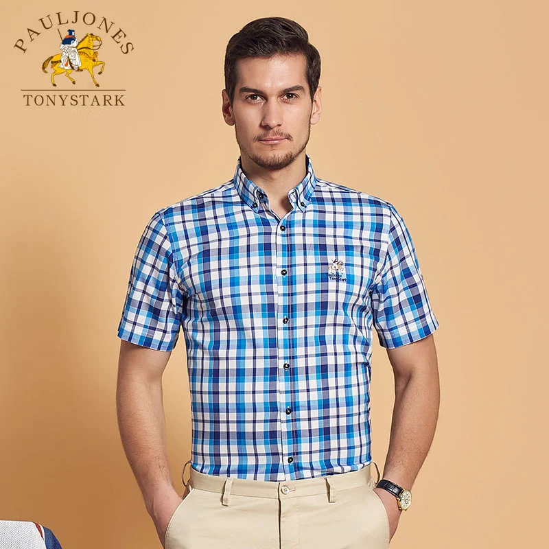 Рубашка мужская с коротким рукавом в клетку из мягкого хлопка|shirt big size|mens dress