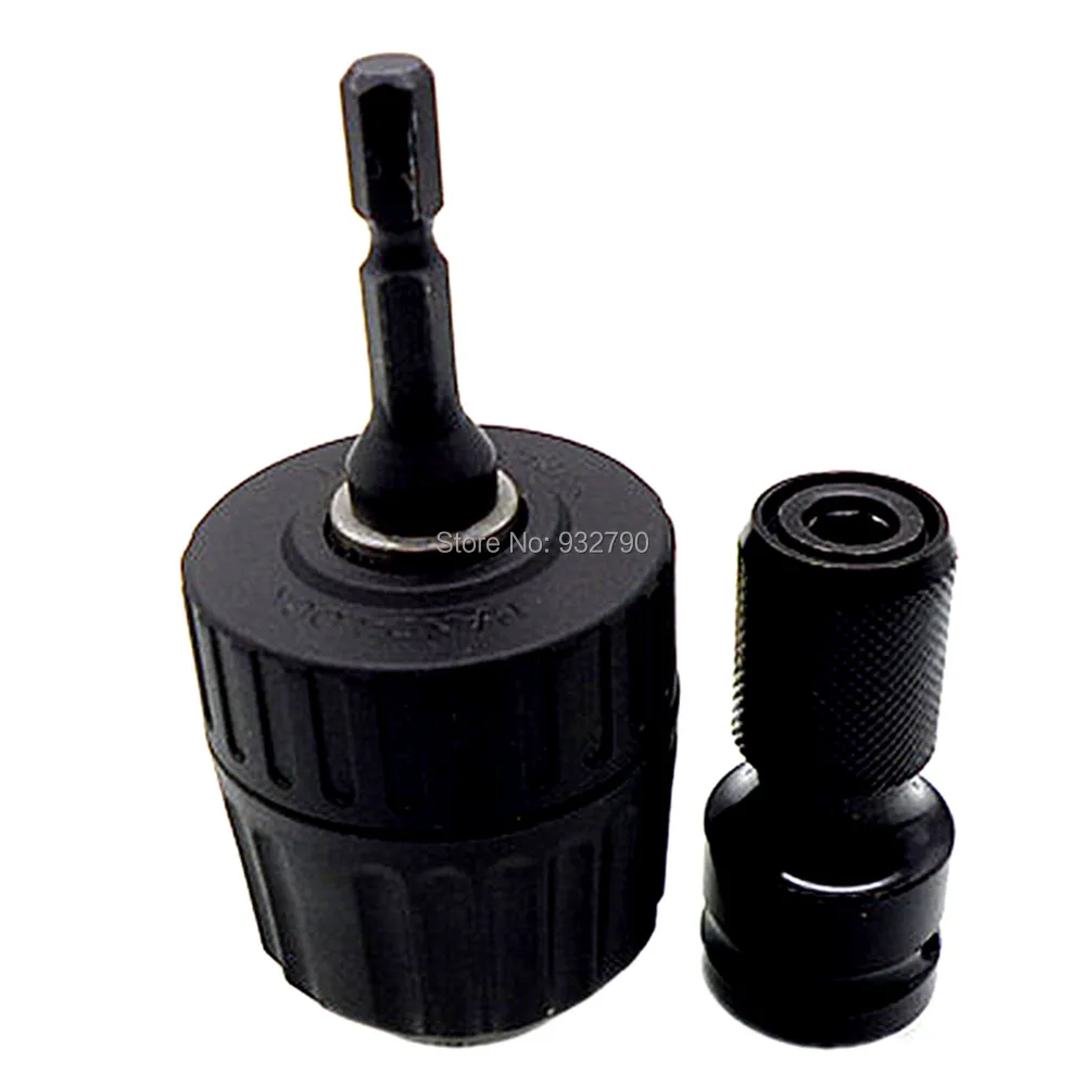

1/2" Square to 1/4" Hex Shank Socket Adapter w/ Screwdriver to Drill Converter Keyless 3/8" Chuck Quick Change Hex Shank Adapter