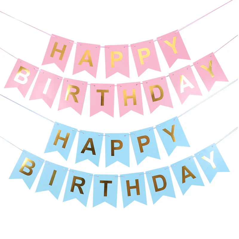 

Children's Birthday Decoration Bronzing Dovetail Flag Happy Birthday Letters Birthday Flag Bronzing Fishtail Flag