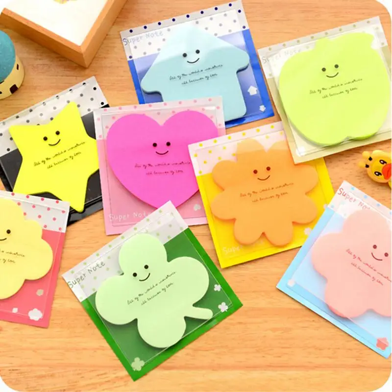 Cute Sticky Paper Notes Memo Pads Lovely Shape Notebook Sticker Label For Girls Students Gifts