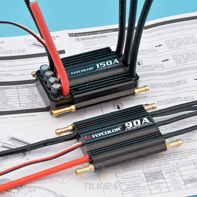 Rc Boat Flycolor ESC 50A 70A 90A 120A 150A Brushless ESC Speed Controller Support 2-6S Lipo BEC 5.5V/5A for RC Boat 6