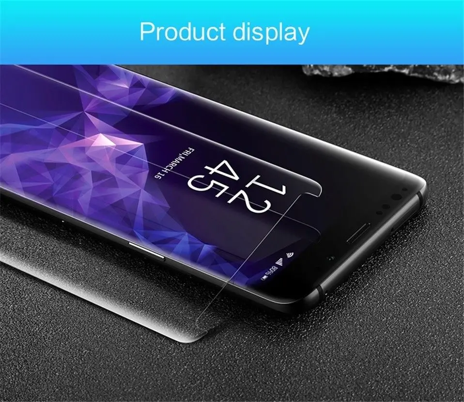 Защита для экрана с УФ клеем Samsung Galaxy S7 Edge S8 + S9 S10 Plus Note 8 9 полное покрытие нано