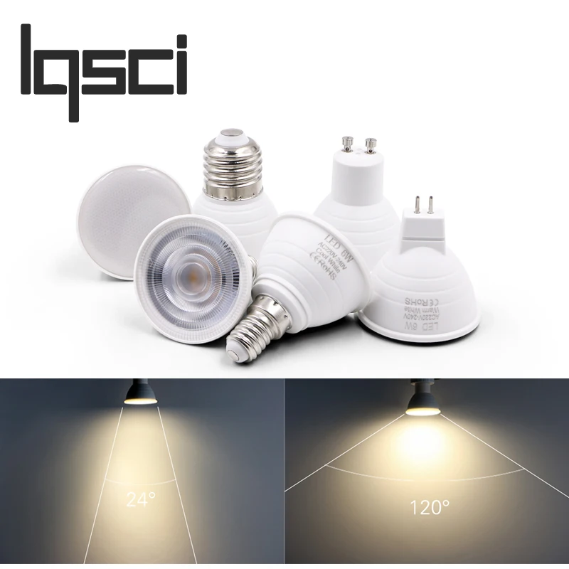 

LQSCI LED Bulb 6W 220V Bombillas LED lamp E27 E14 MR16 GU5.3 GU10 Lamp LED Lamp Spotlight