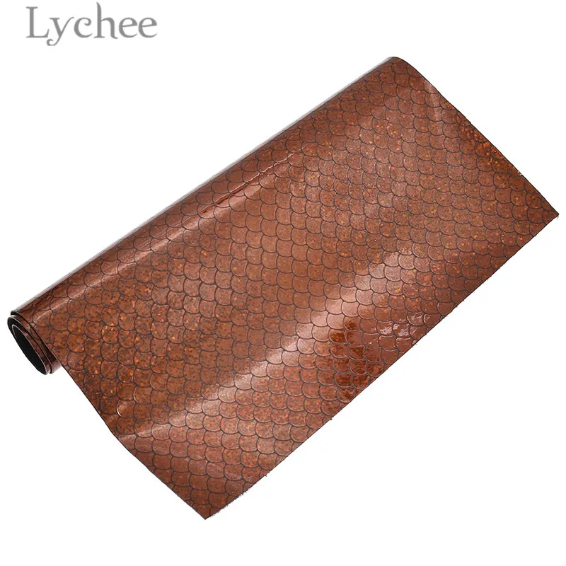 Lychee 21x29 см русалка блестящая искусственная ткань красочный синтетический кожаный материал для шитья самодельный поставки - Цвет: 3