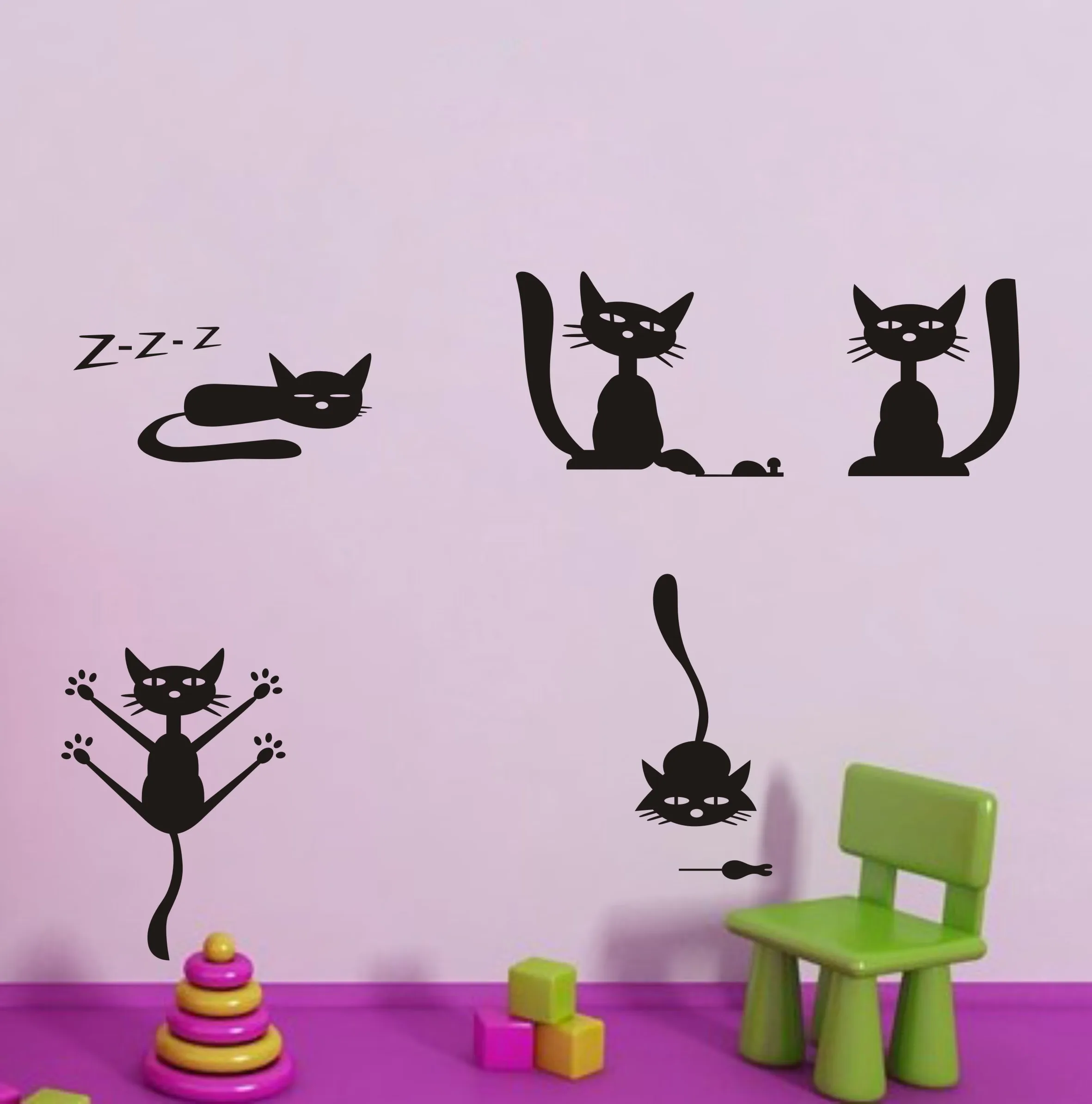 Cute Cats Wall Decals Animal Art Decoration For Home Kids Room Children