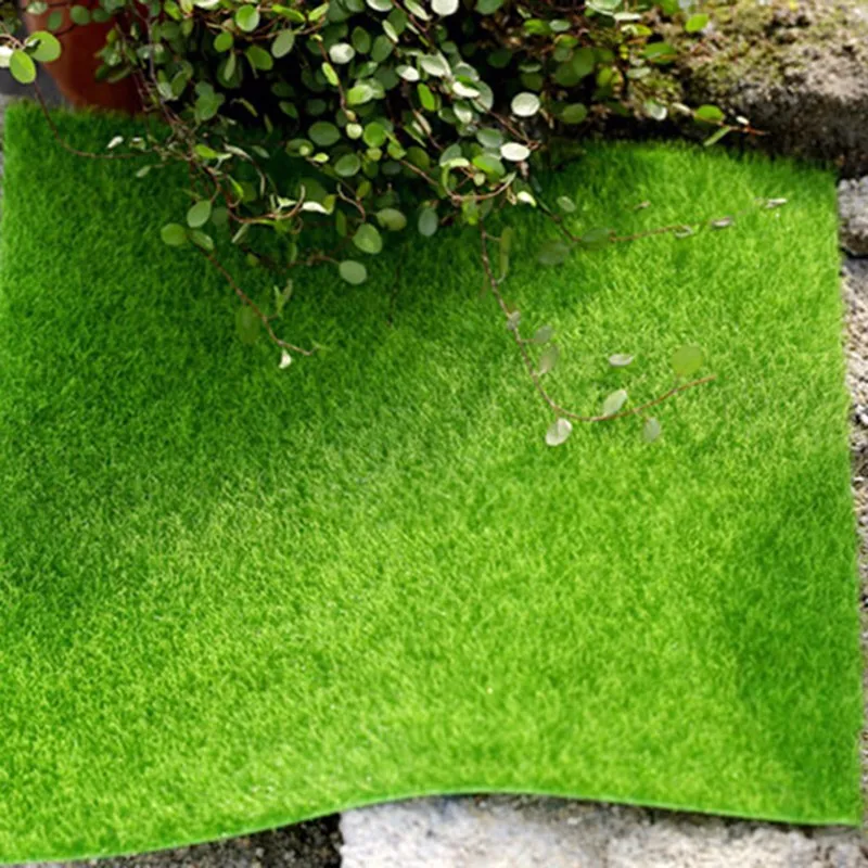 DIY искусственный зеленая трава мха для миниатюрный садовое украшение ремесло 15x15 см