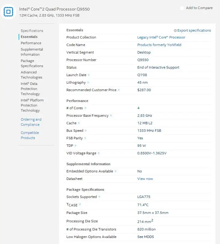 Процессор Intel Core Q9550, четырехъядерный процессор 2,8G, 12MB LGA 775, поцарапанные кусочки