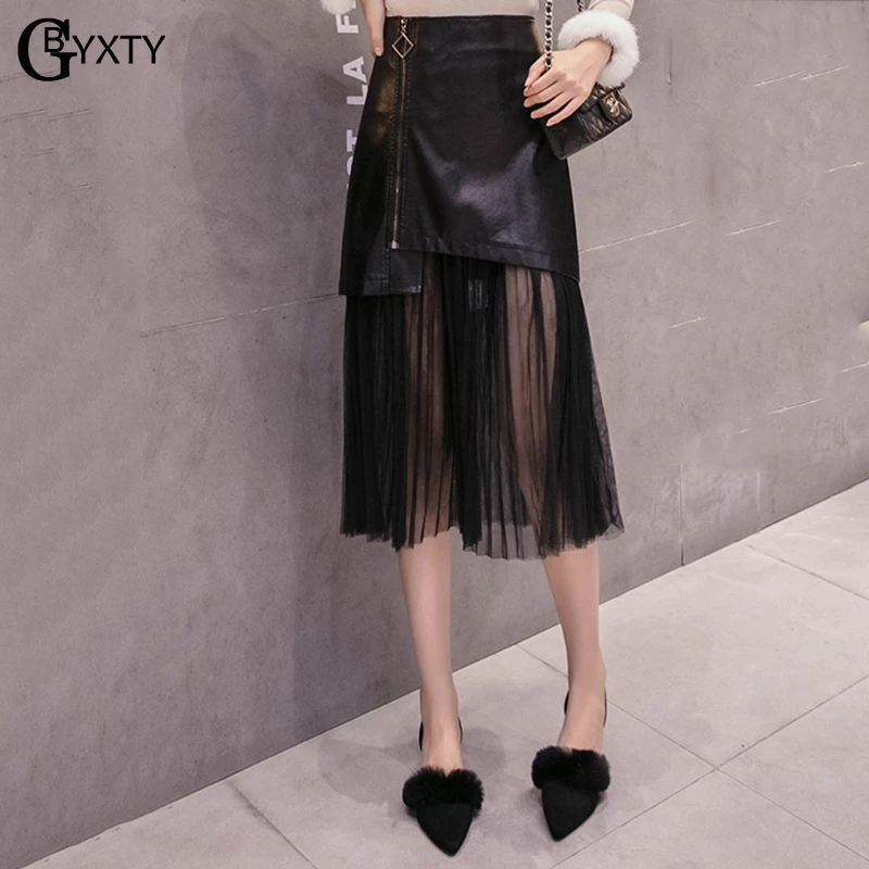 Женская юбка с высокой талией GBYXTY jupe cuir femme из искусственной лакированной кожи