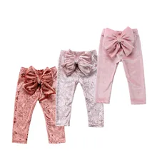 Милые бархатные штаны принцессы с бантом и бантом для маленьких девочек, леггинсы, одежда в стиле пэчворк