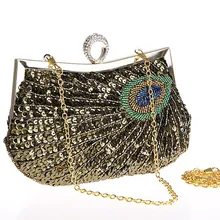 Neue Tragbare Handgefertigte Ring Kupplungen Pfau Pailletten Luxus Taschen Frauen Handtaschen Abendtaschen für Party Hochzeit