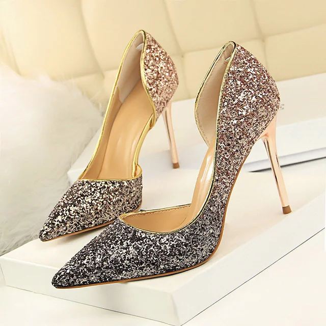 QUANZIXUAN/женские туфли-лодочки; очень пикантные женские туфли на высоком каблуке; женские туфли на тонком каблуке; свадебные туфли; цвет золотой, серебряный, белый; женская обувь - Цвет: Gradicham