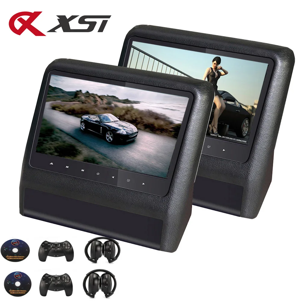 XST 2 шт. 9 дюймовый автомобильный монитор на подголовник MP5 DVD плеер с USB/SD/ЖК экраном