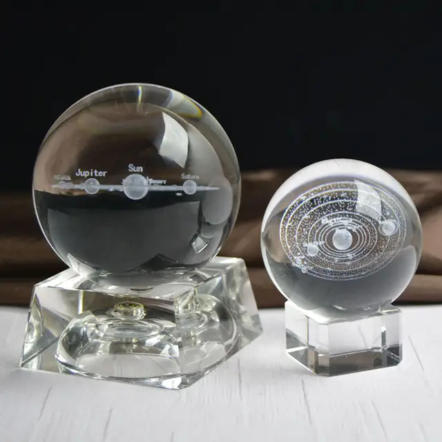 Economical 3d Solar System Miniature Crystal Ball Engraved Planets Model Home Decor Gifts Ds99