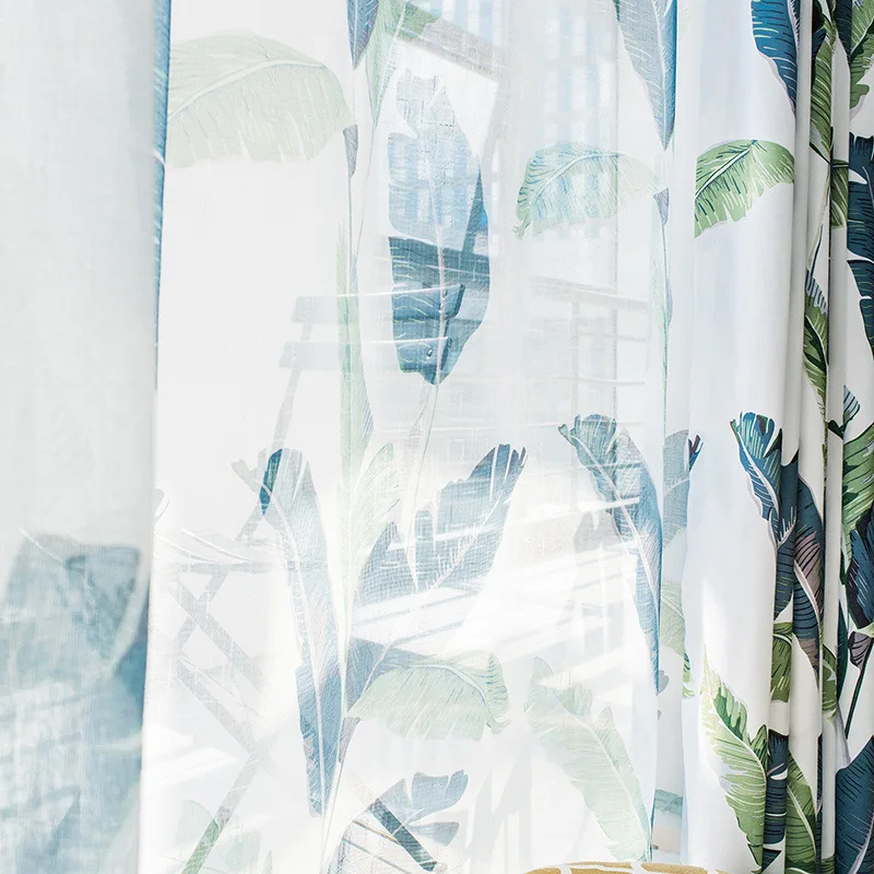 Современные Простые шторы для гостиной Ins в скандинавском стиле с принтом в виде банановых листьев, шторы для спальни из хлопка и пеньки