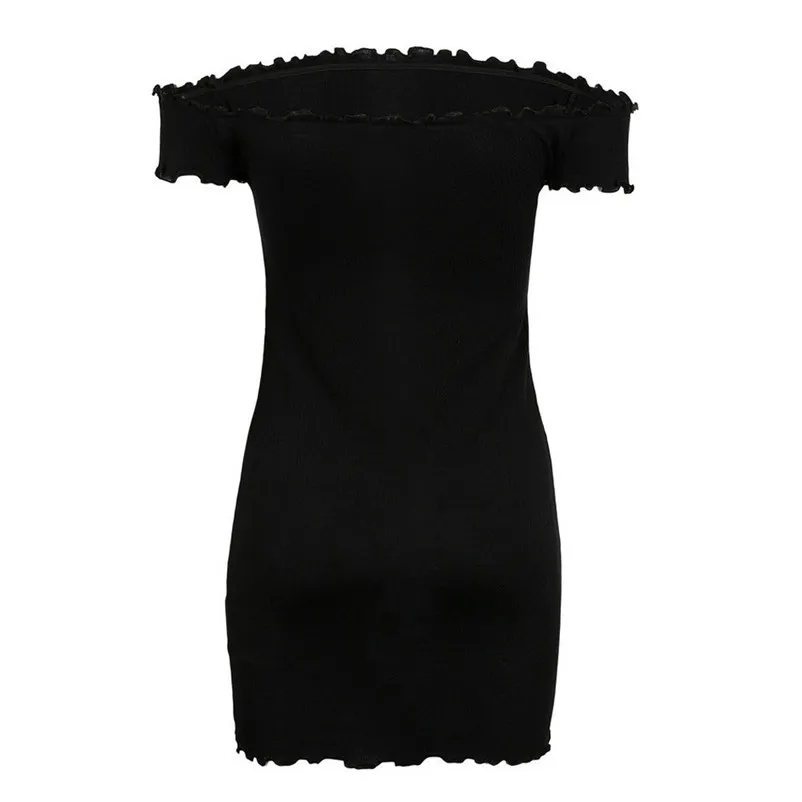 2018 Fashion summer dress women Off Shoulder Mini Dress Ladies Short Sleeve Crimping Party Black Dress vestido de festa J27#N (5)