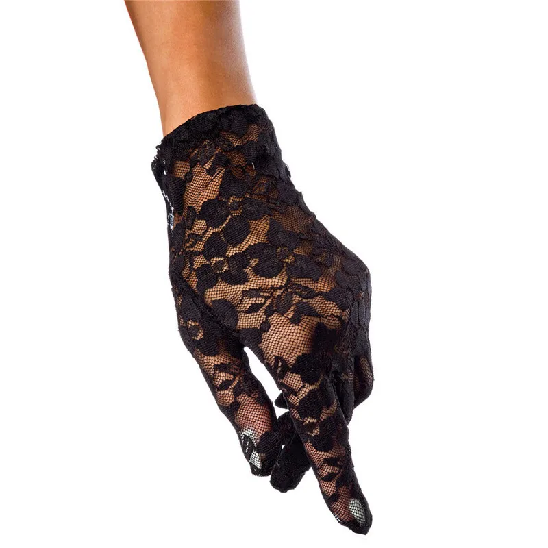 

New Ladies Girls Sexy Lace Hollow-Out Gloves Sun Protection Mittens Accessories Women Driving Fishnet Full Finger Gloves ZY9011