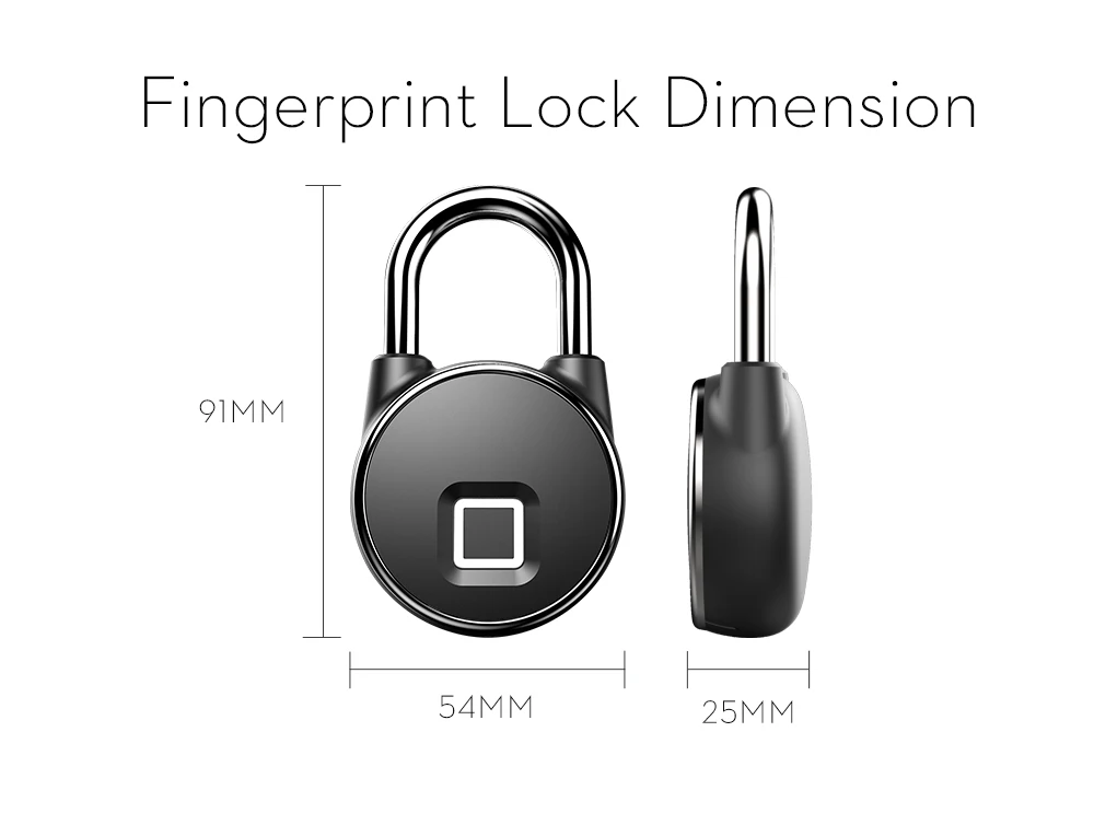 bluetooth Rechargeable Smart Lock Keyless Fingerprint Lock IP66 Waterproof Anti-Theft Security Padlock Door Luggage Lock FLP22
