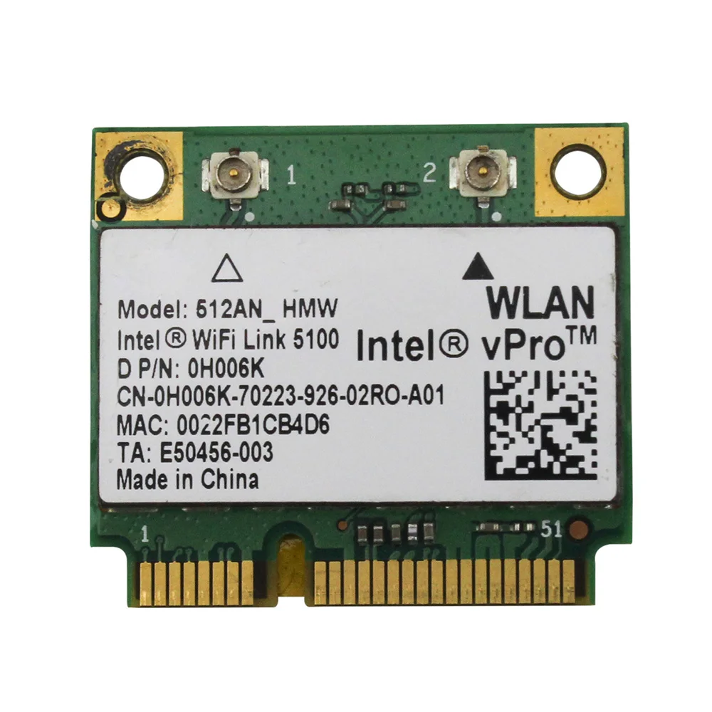 Беспроводная карта 512AN_HMW для Intel WiFi Link 5100 MINI PCI-E карта Wlan адаптер для ноутбука 2,4G/5 Ghz для Dell