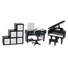 10 шт. классический 1/12 кукольный домик миниатюрное Деревянное пианино компьютерное кресло набор ступенчатый шкаф мебель кукольная комната украшения предметов