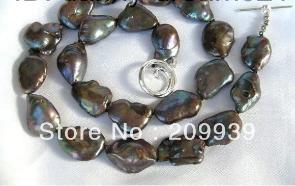 

huij 002800 Huge 20mm black baroque SOUTH Reborn keshi pearls necklace