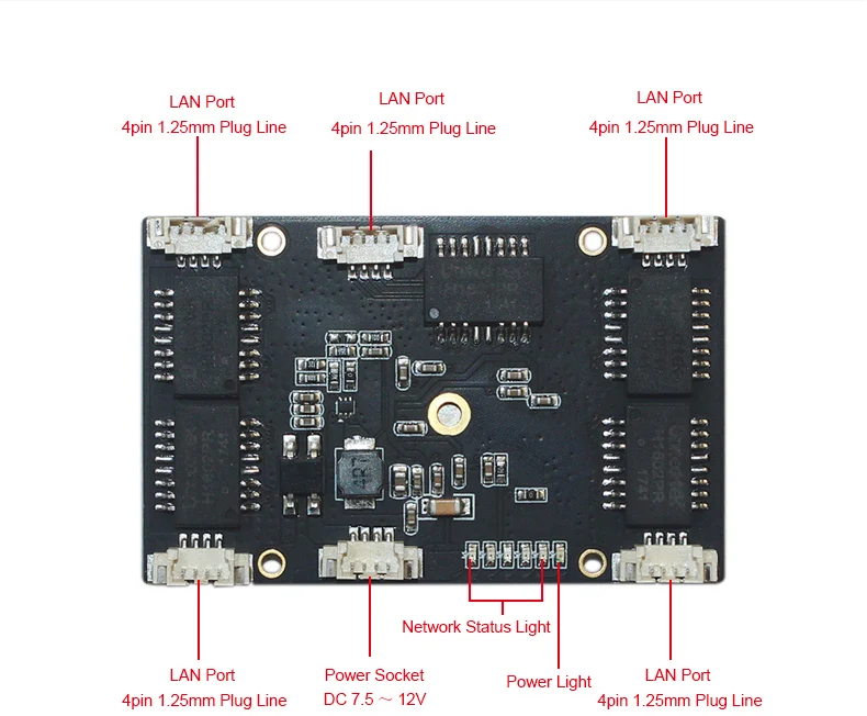 Anddear по индивидуальному заказу промышленные 5-разъемное зарядное usb-устройство 10/100 м коммутатор сетевой коммутатор ethernet 12 v pcba 5/6