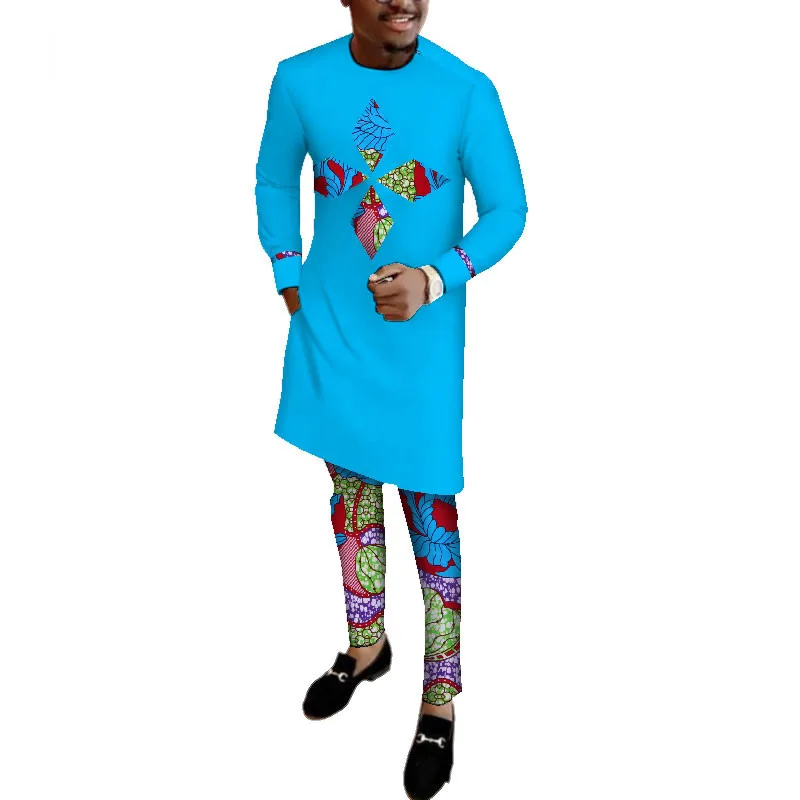 African-Clothes-for-Men-Long-Sleeve-Shirt-and-Pants-Set-Bazin-Riche-African-Print-Patchwork(11)