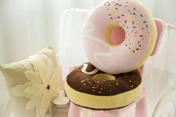 

Super cute 1pc 40cm Cotton food doughnut office plush chair cushion hold pillow stuffed toy romantic Valentine's Day gift