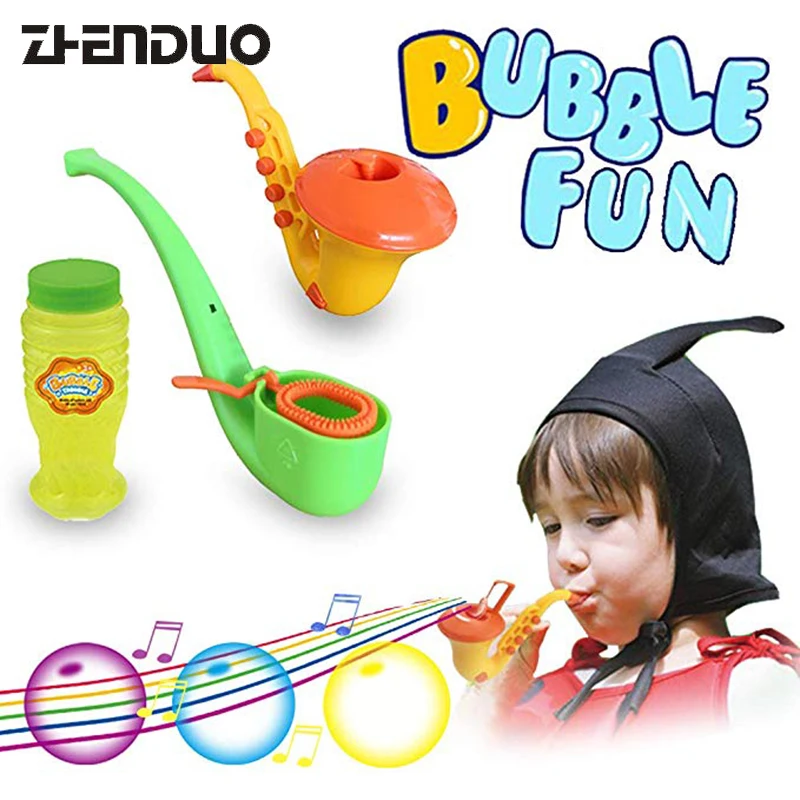 ZhenDuo Toys Set of 2 Adorable Saxophone & Pipe Music Bubble For Kids Outdoor Camping Summer with Bubble Liquid