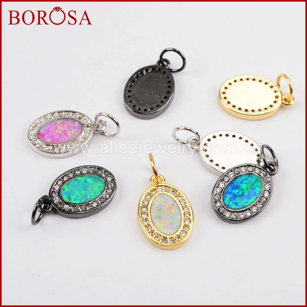 Borosa Мода Druzy блестящие Micro Pave CZ Кристалл Spacer овальные Форма искусственный опал